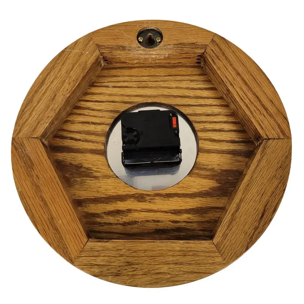 Bey-Berk Lacquered Oak Wood Brass Porthole Quartz Clock w/ Nautical Flags Dial
